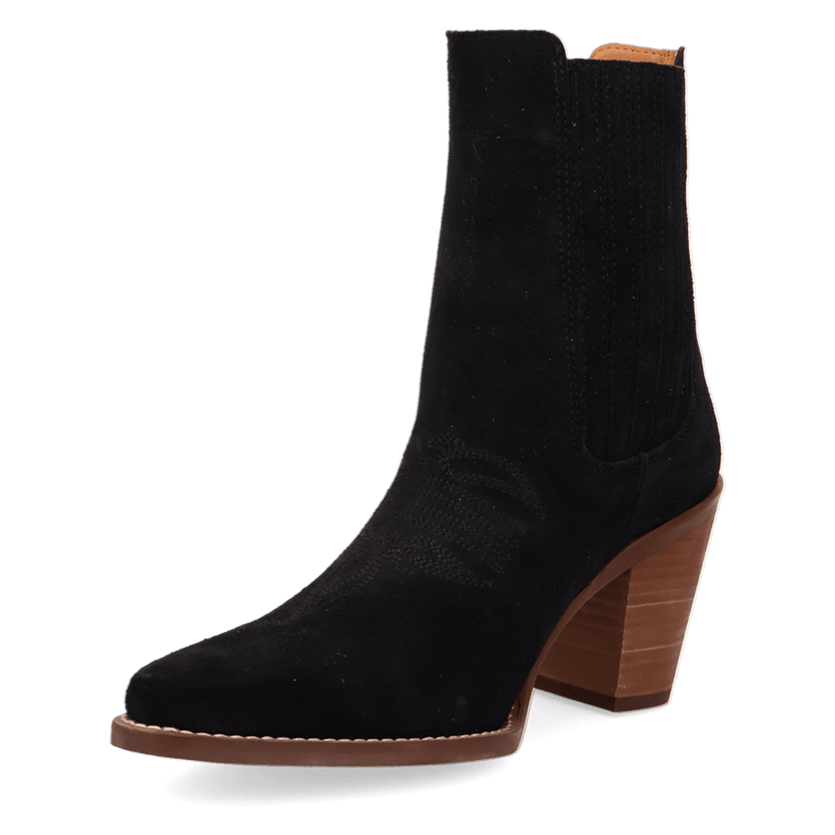 PRODUCT SHOT PALOMA SUEDE LEATHER BOOTIE AT 225 DEGREE ANGLE