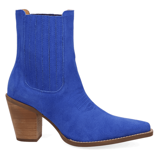 PRODUCT SHOT PALOMA SUEDE LEATHER BOOTIE AT 90 DEGREE INSIDE ANGLE