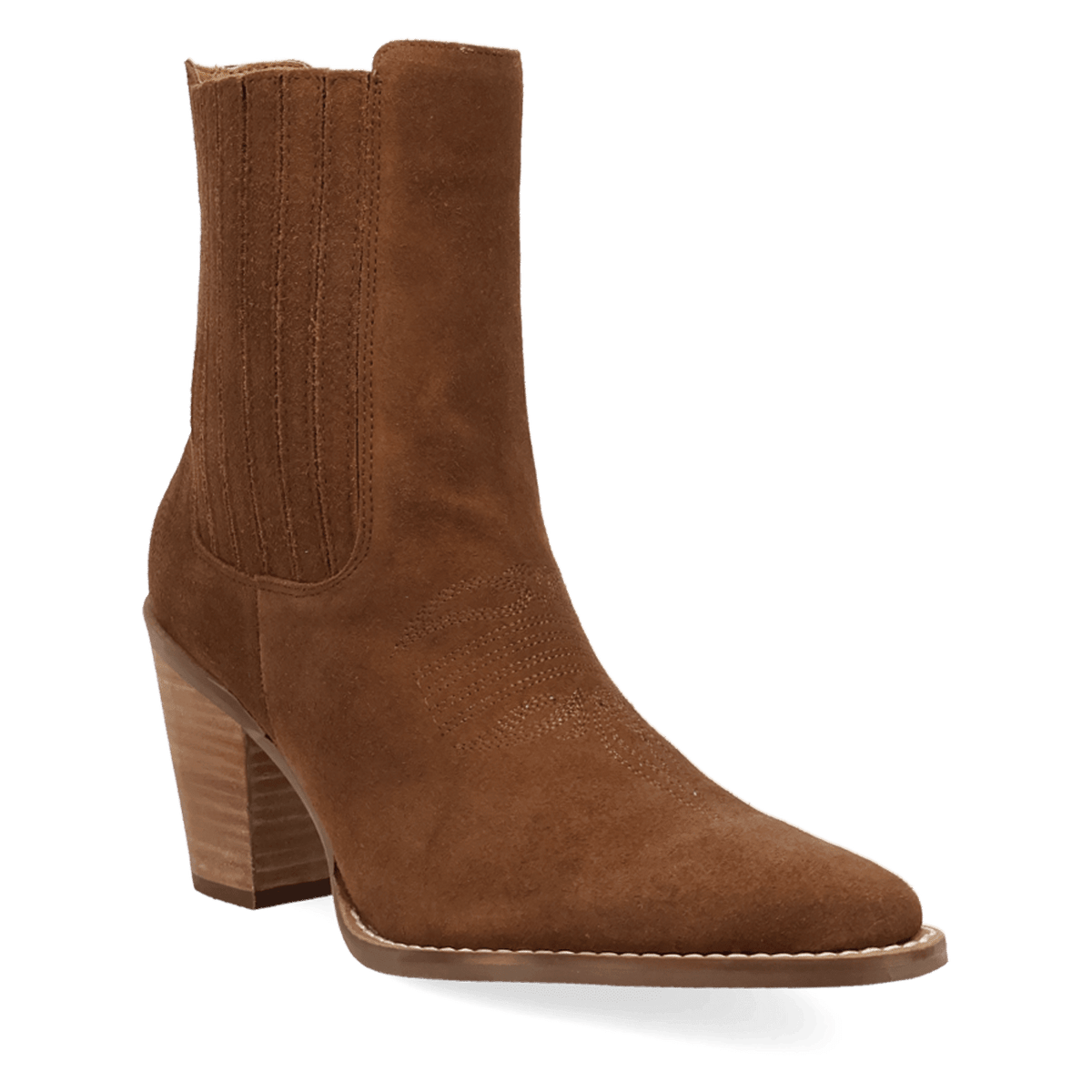 PRODUCT SHOT PALOMA SUEDE LEATHER BOOTIE AT 45 DEGREE ANGLE