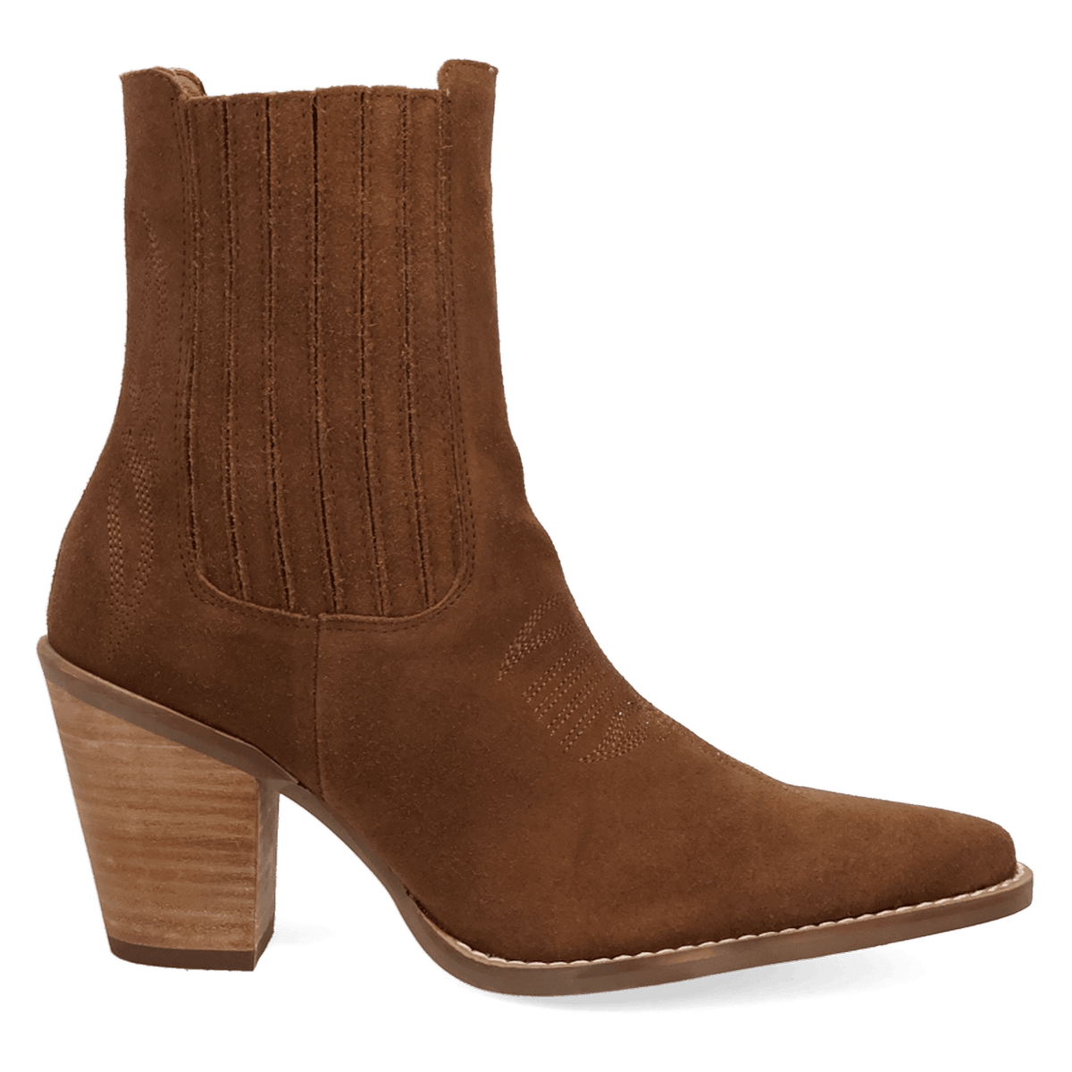 PRODUCT SHOT PALOMA SUEDE LEATHER BOOTIE AT 90 DEGREE INSIDE ANGLE
