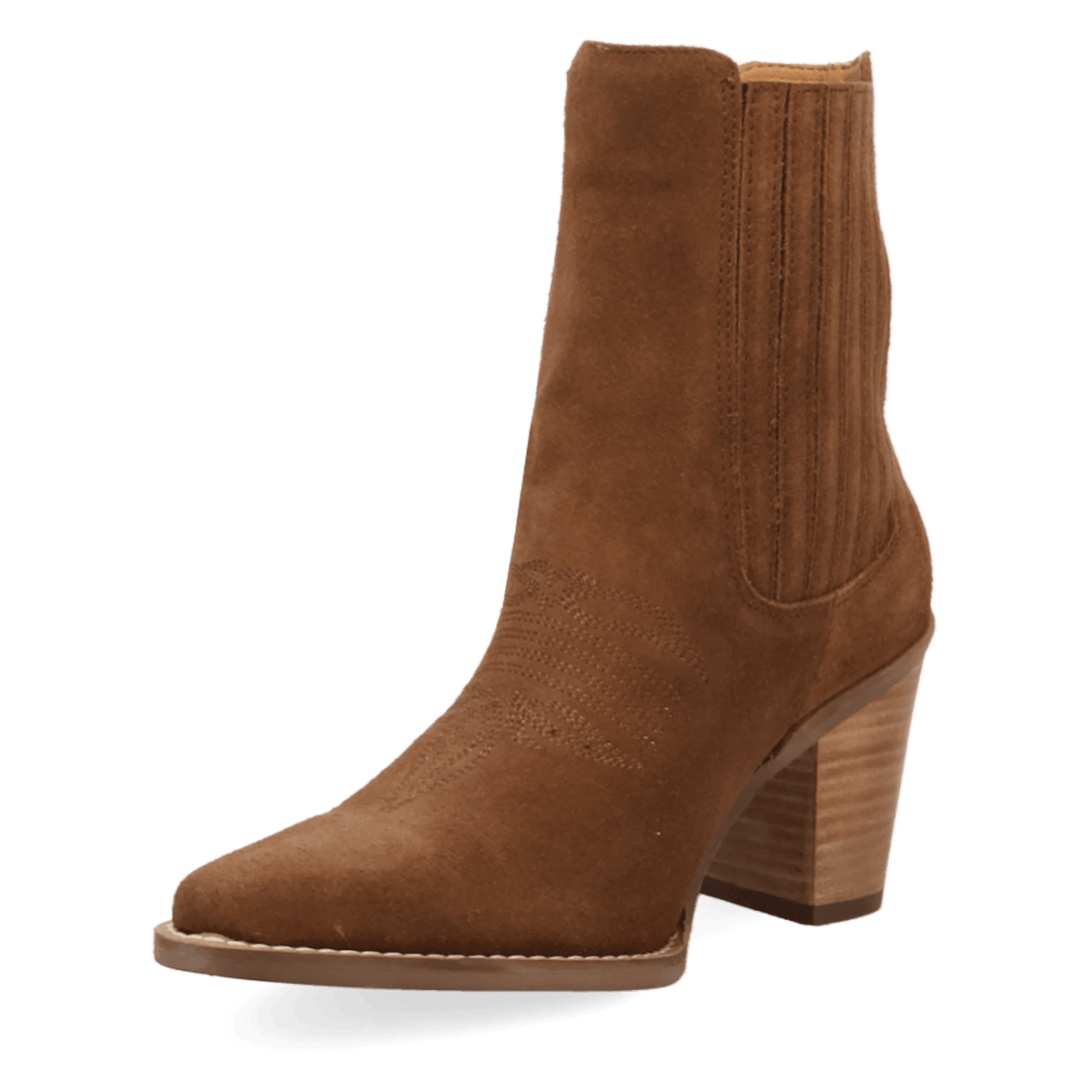 PRODUCT SHOT PALOMA SUEDE LEATHER BOOTIE AT 225 DEGREE ANGLE