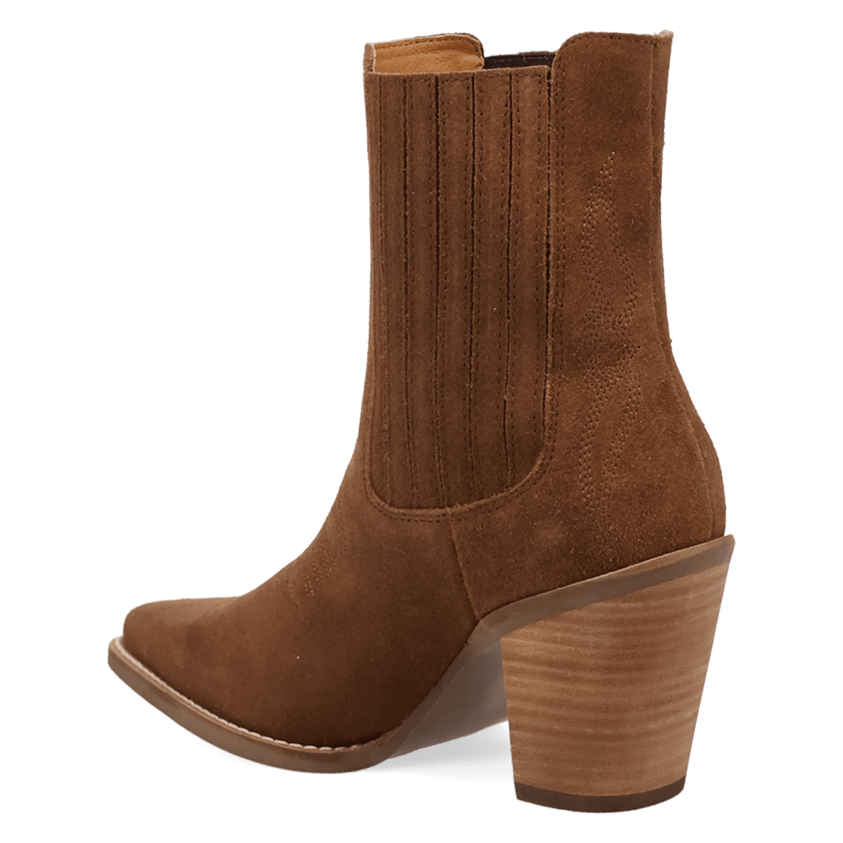 PRODUCT SHOT PALOMA SUEDE LEATHER BOOTIE AT 270 DEGREE ANGLE