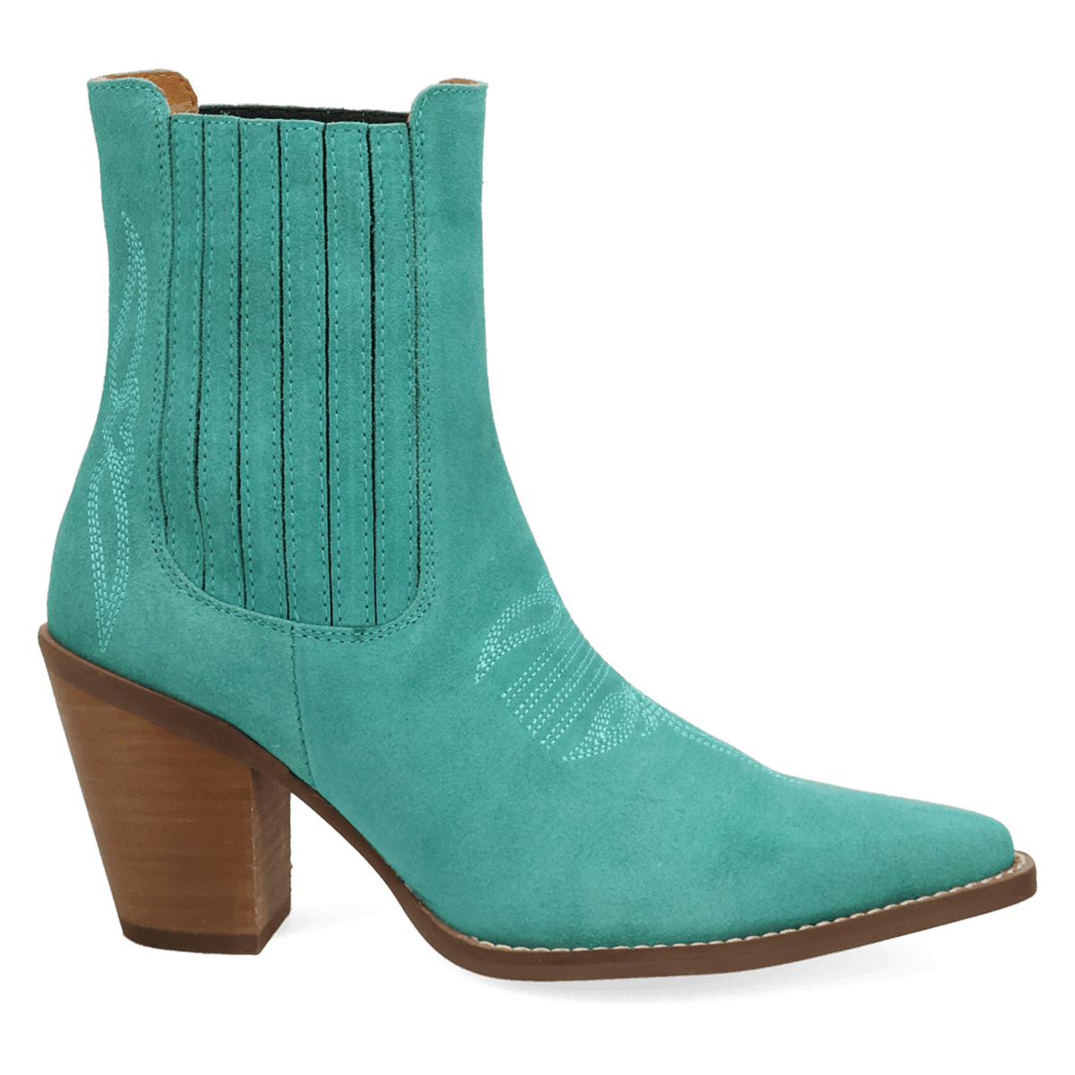 PRODUCT SHOT PALOMA SUEDE LEATHER BOOTIE AT 90 DEGREE INSIDE ANGLE