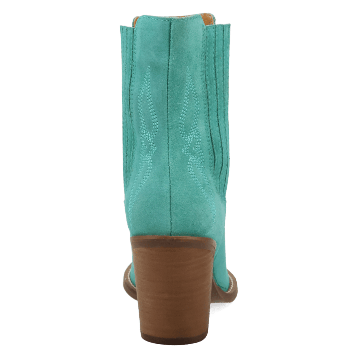 PRODUCT SHOT PALOMA SUEDE LEATHER BOOTIE AT 180 DEGREE BACK ANGLE