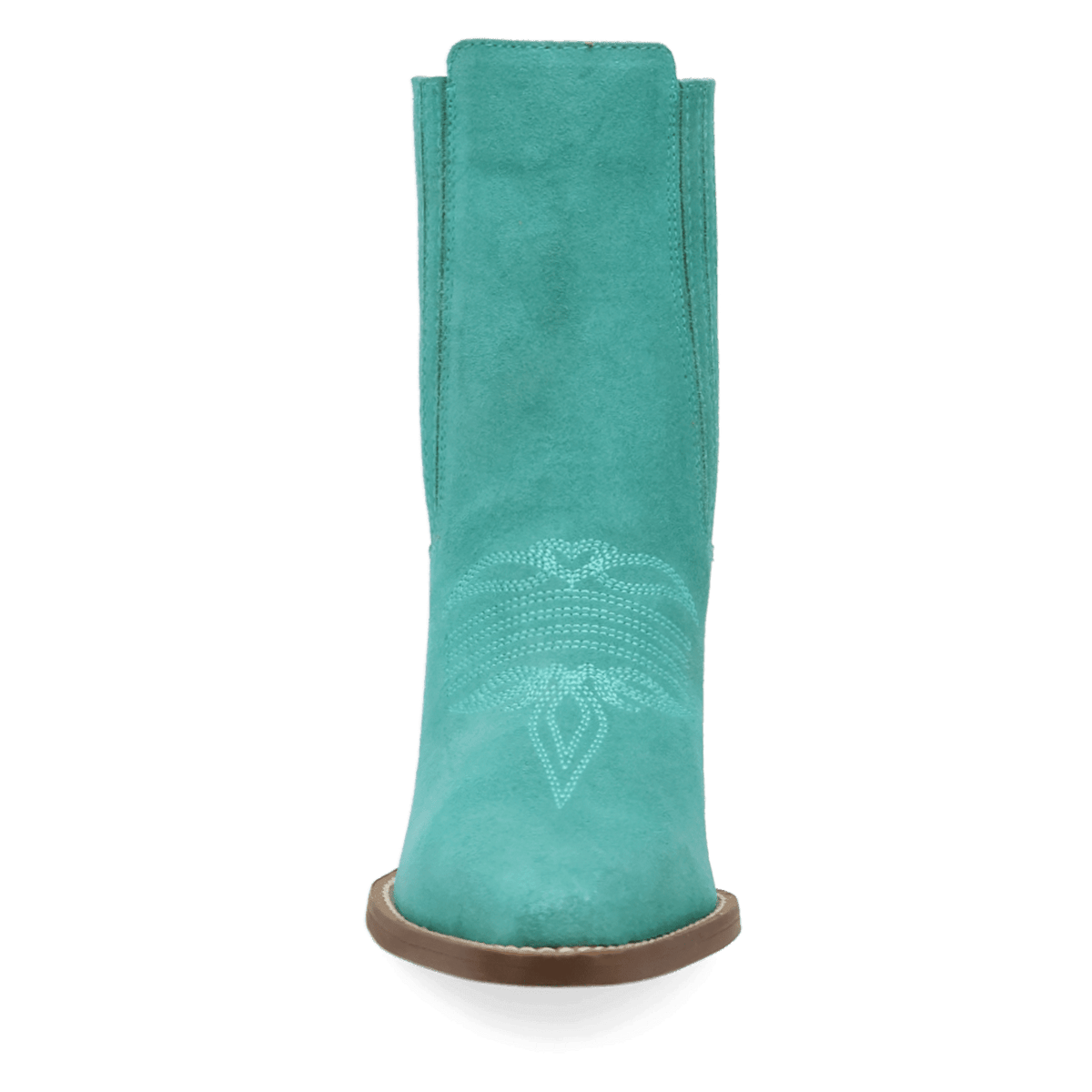 PRODUCT SHOT PALOMA SUEDE LEATHER BOOTIE AT FRONT ANGLE