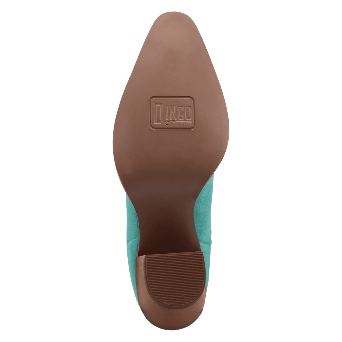 PRODUCT SHOT PALOMA SUEDE LEATHER BOOTIE AT OUTSOLE ANGLE