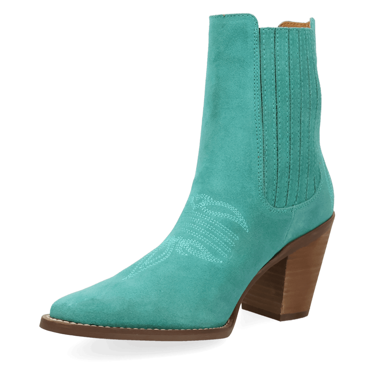 PRODUCT SHOT PALOMA SUEDE LEATHER BOOTIE AT 225 DEGREE ANGLE