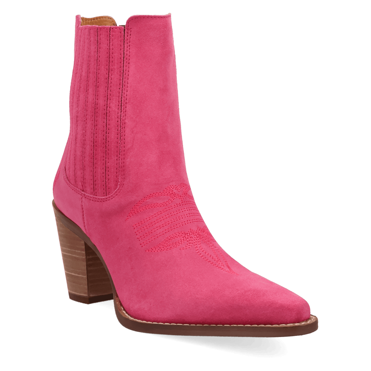 PRODUCT SHOT PALOMA SUEDE LEATHER BOOTIE AT 45 DEGREE ANGLE