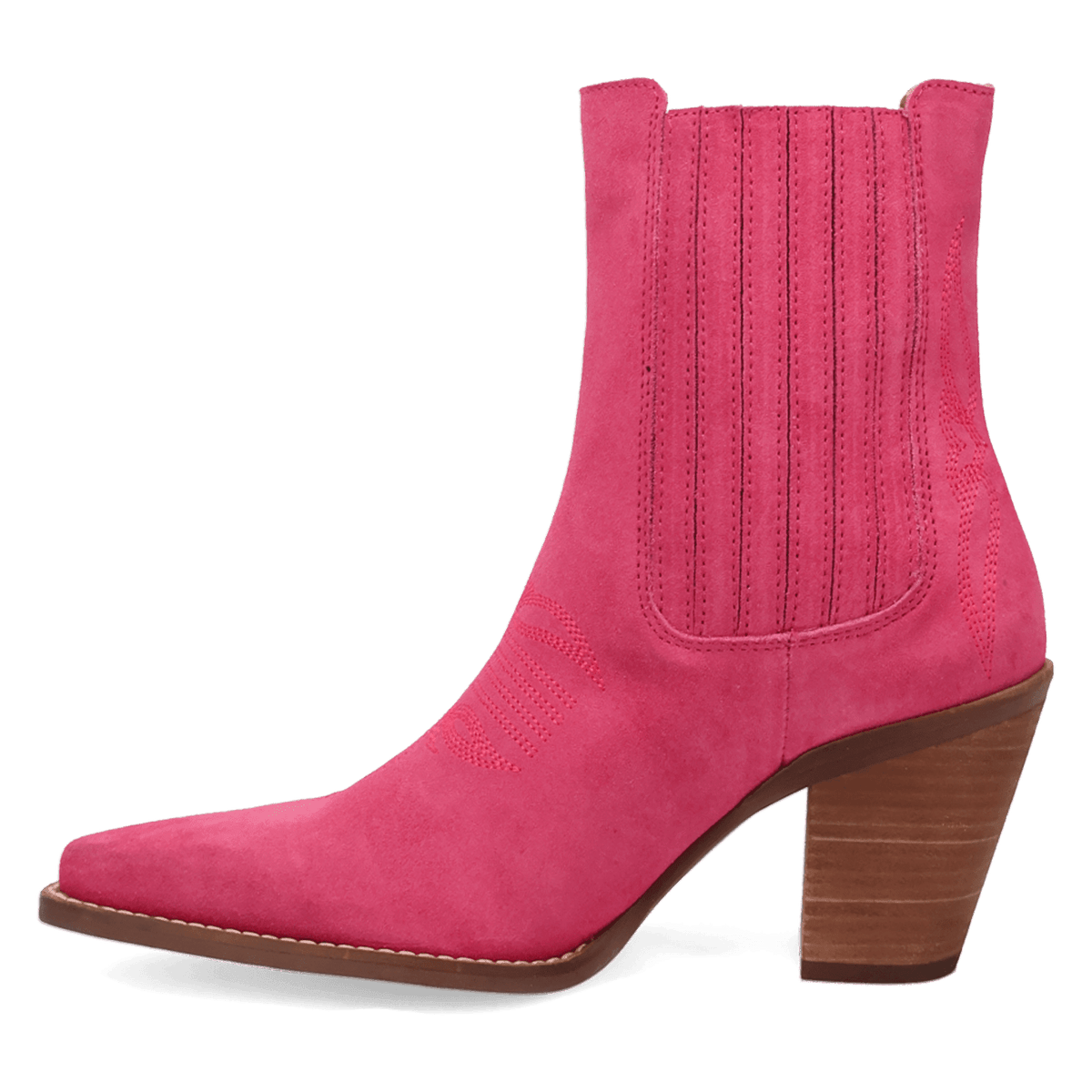 PRODUCT SHOT PALOMA SUEDE LEATHER BOOTIE AT 135 DEGREE OUTSIDE ANGLE