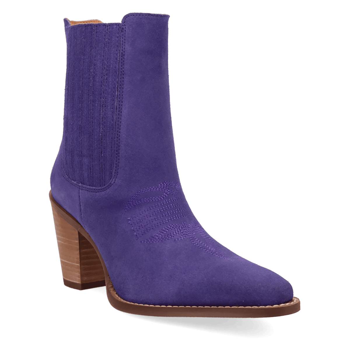 PRODUCT SHOT PALOMA SUEDE LEATHER BOOTIE AT 45 DEGREE ANGLE