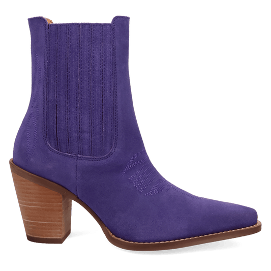 PRODUCT SHOT PALOMA SUEDE LEATHER BOOTIE AT 90 DEGREE INSIDE ANGLE