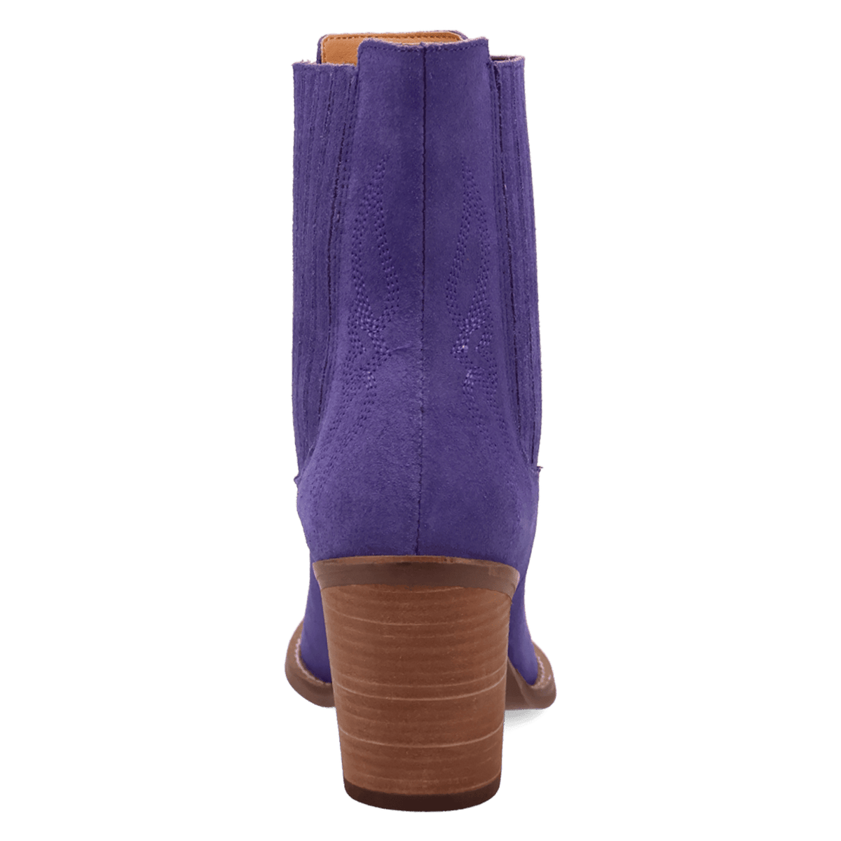 PRODUCT SHOT PALOMA SUEDE LEATHER BOOTIE AT 180 DEGREE BACK ANGLE