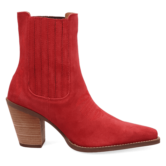 PRODUCT SHOT PALOMA SUEDE LEATHER BOOTIE AT 90 DEGREE INSIDE ANGLE