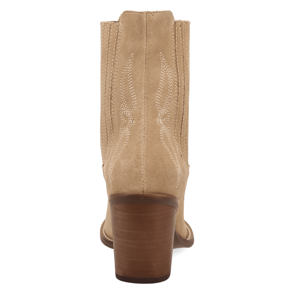 PRODUCT SHOT PALOMA SUEDE LEATHER BOOTIE AT 180 DEGREE BACK ANGLE