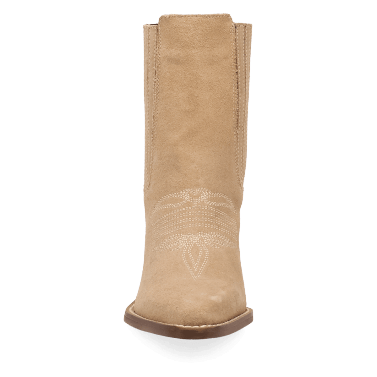 PRODUCT SHOT PALOMA SUEDE LEATHER BOOTIE AT FRONT ANGLE