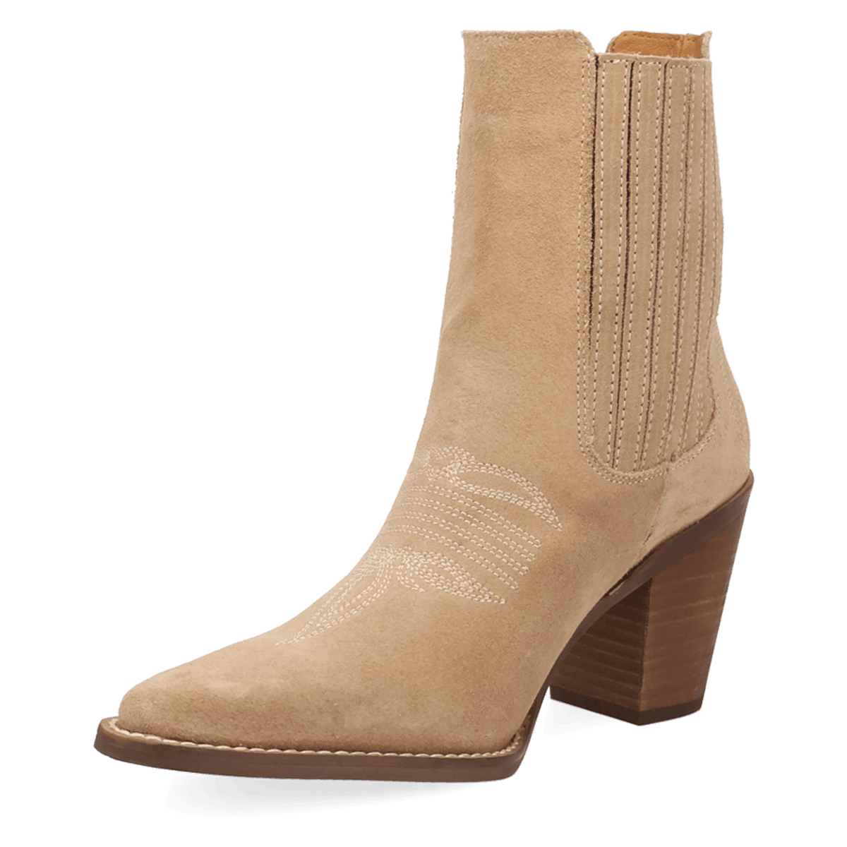 PRODUCT SHOT PALOMA SUEDE LEATHER BOOTIE AT 225 DEGREE ANGLE