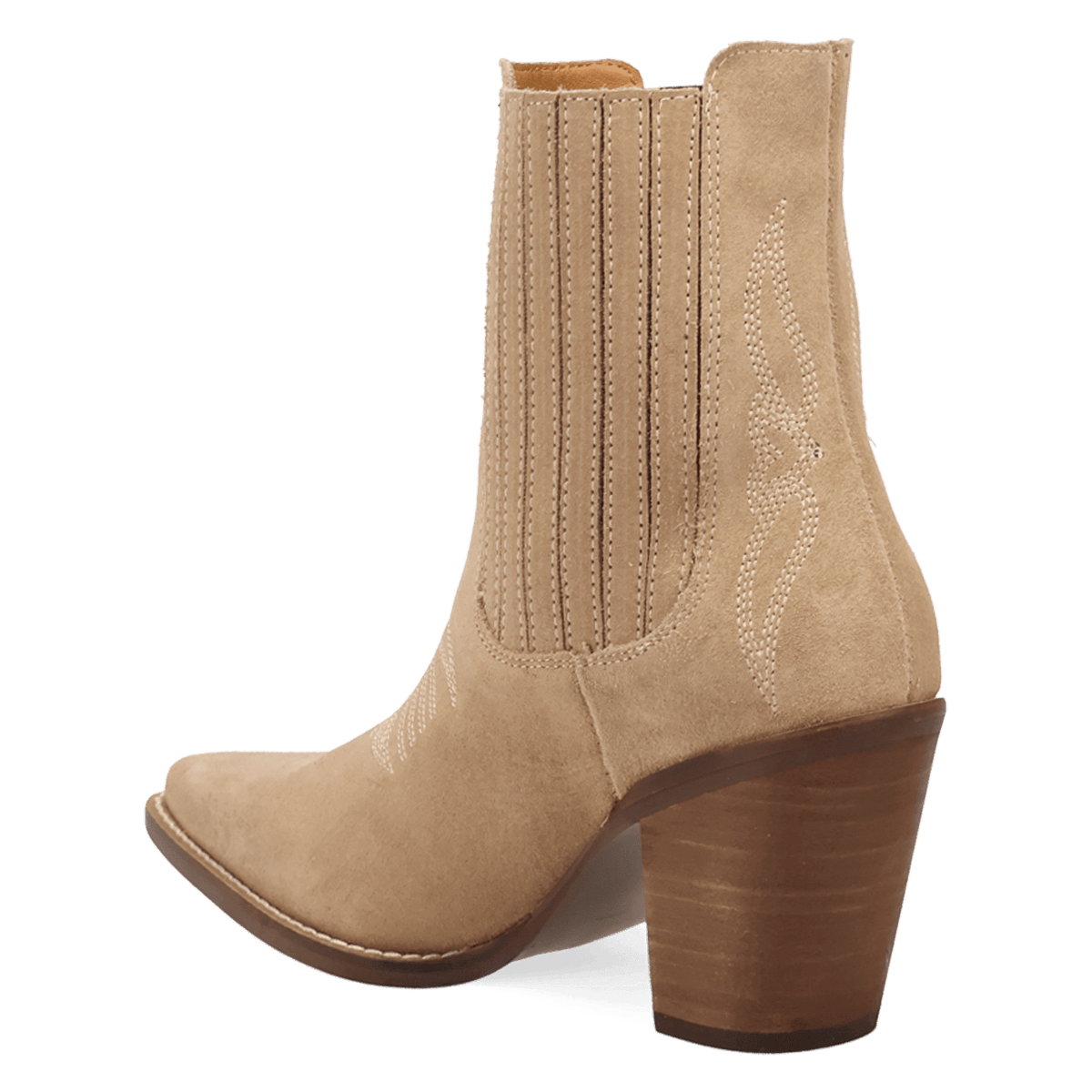 PRODUCT SHOT PALOMA SUEDE LEATHER BOOTIE AT 270 DEGREE ANGLE