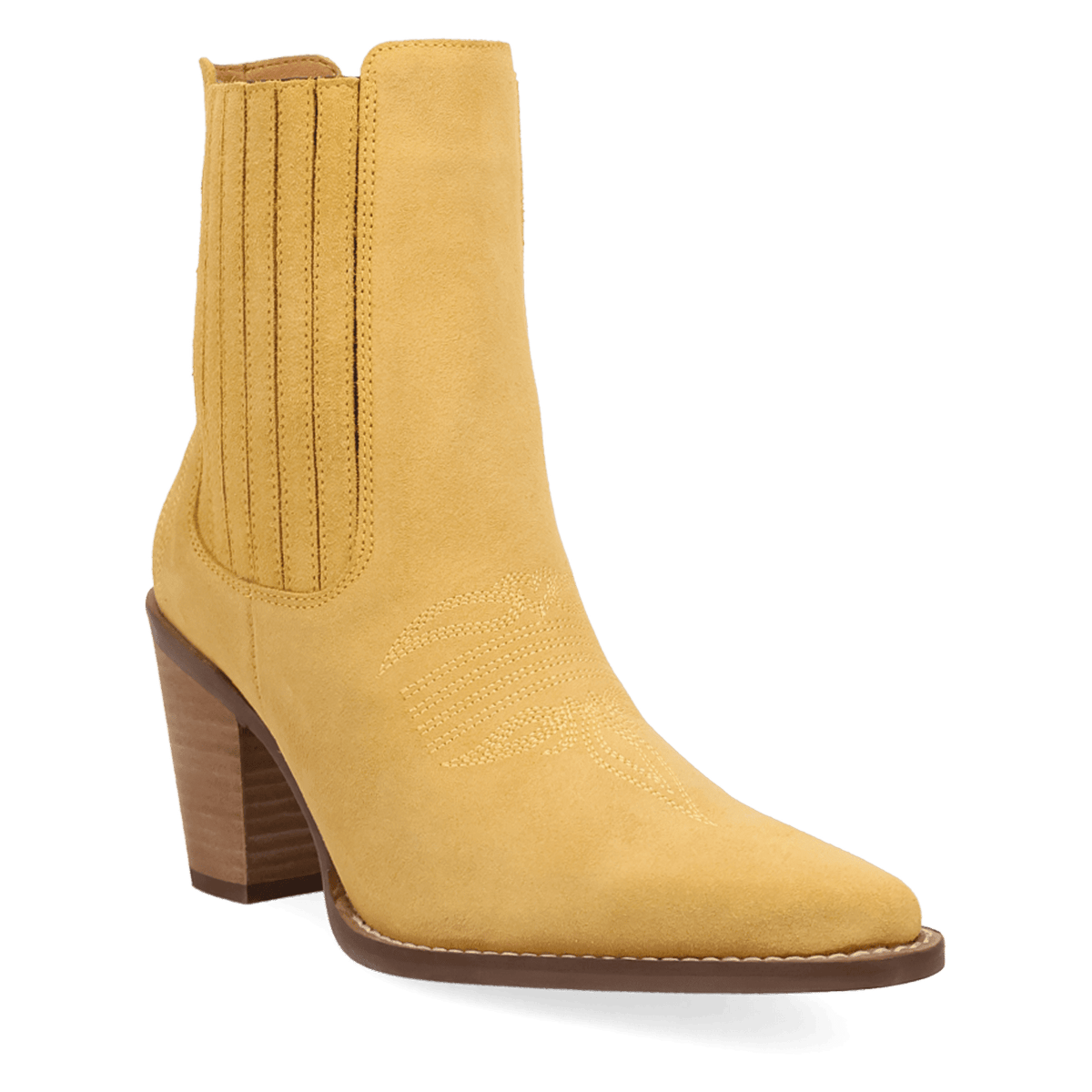 PRODUCT SHOT PALOMA SUEDE LEATHER BOOTIE AT 45 DEGREE ANGLE