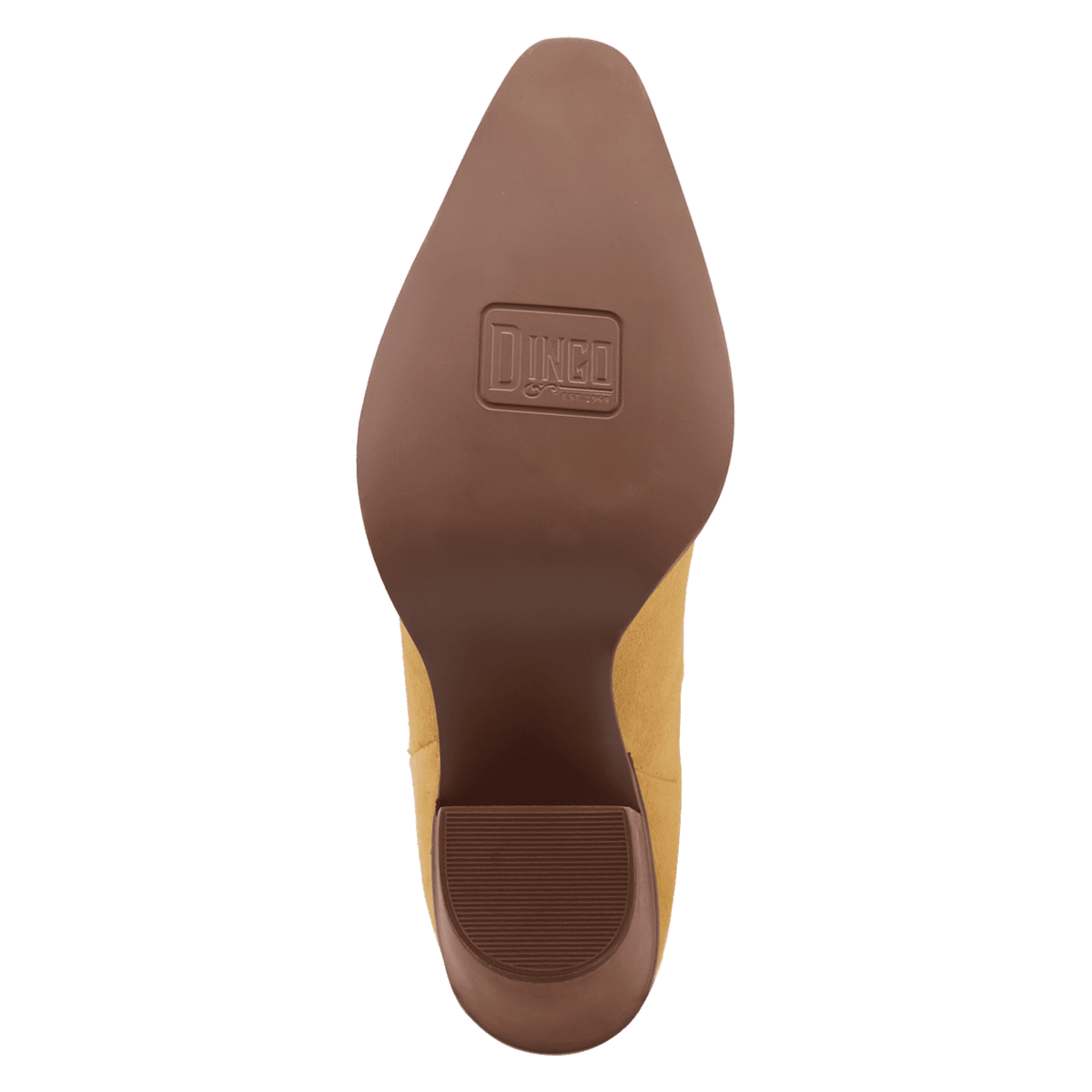PRODUCT SHOT PALOMA SUEDE LEATHER BOOTIE AT OUTSOLE ANGLE