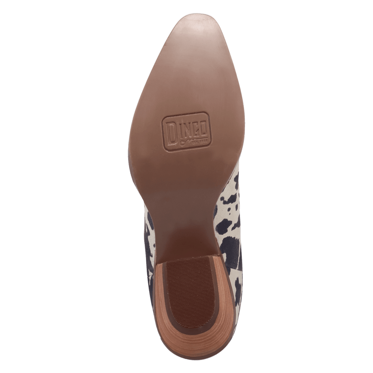 PRODUCT SHOT WILD LIFE LEATHER BOOTIE AT OUTSOLE ANGLE