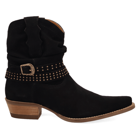 PRODUCT SHOT SCRUNCHY SUEDE BOOTIE AT 90 DEGREE INSIDE ANGLE