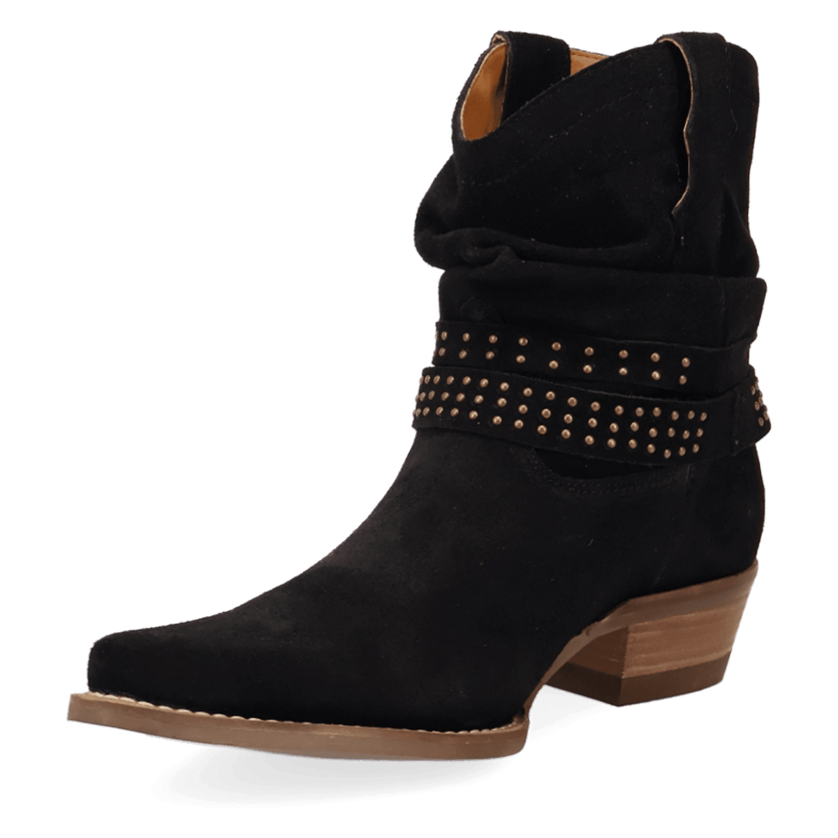 PRODUCT SHOT SCRUNCHY SUEDE BOOTIE AT 225 DEGREE ANGLE