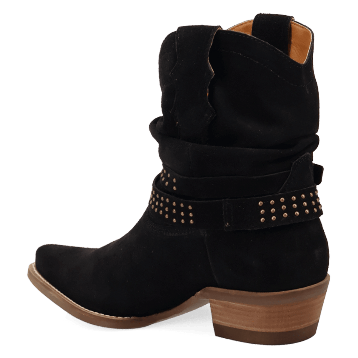PRODUCT SHOT SCRUNCHY SUEDE BOOTIE AT 270 DEGREE ANGLE