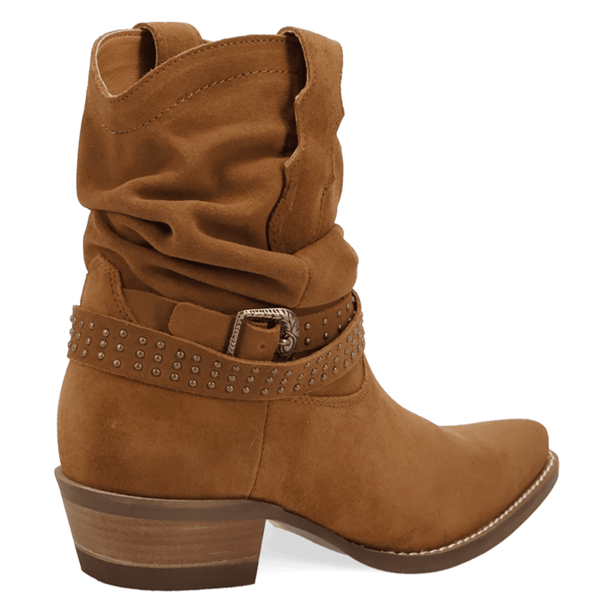 PRODUCT SHOT SCRUNCHY SUEDE BOOTIE AT 315 DEGREE ANGLE