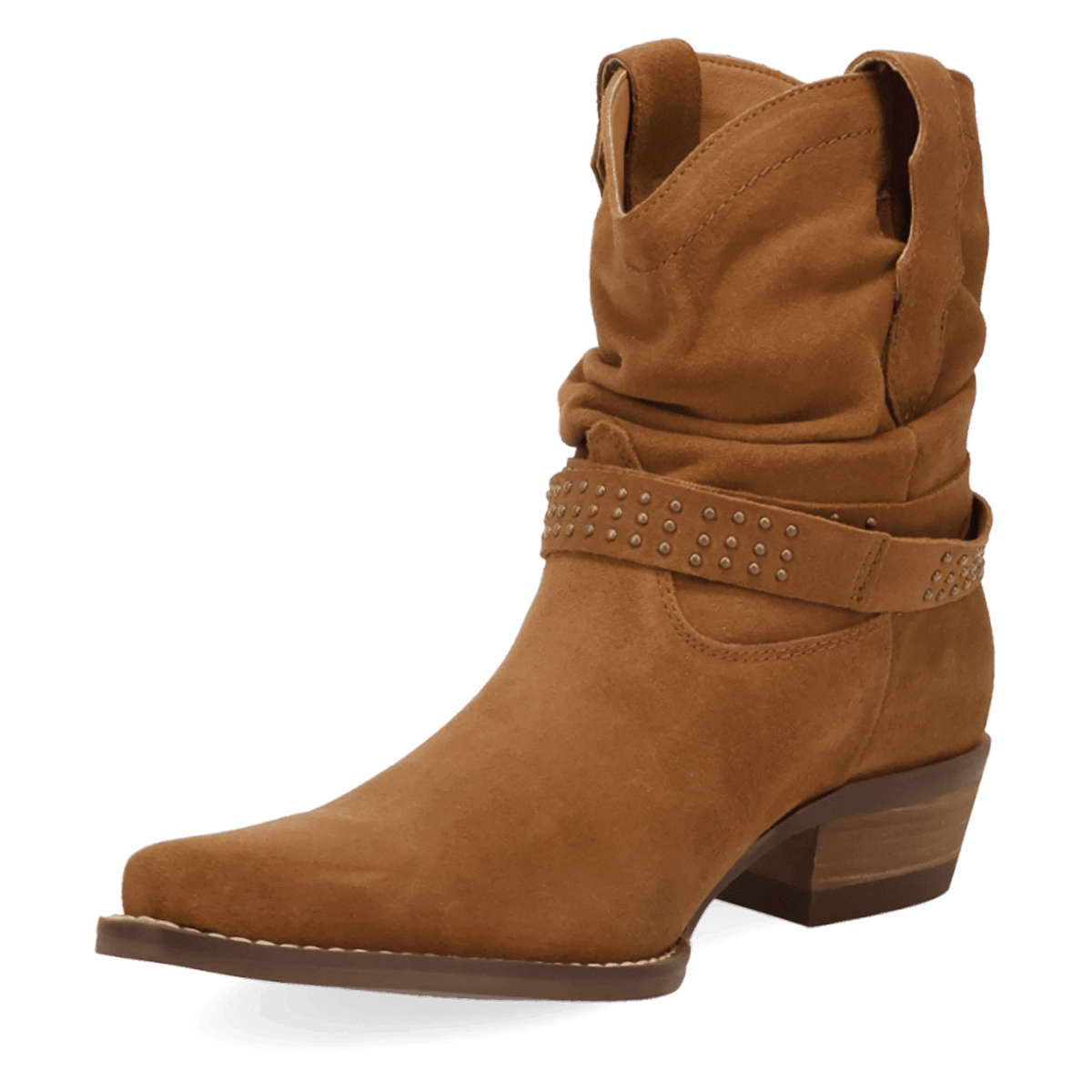 PRODUCT SHOT SCRUNCHY SUEDE BOOTIE AT 225 DEGREE ANGLE