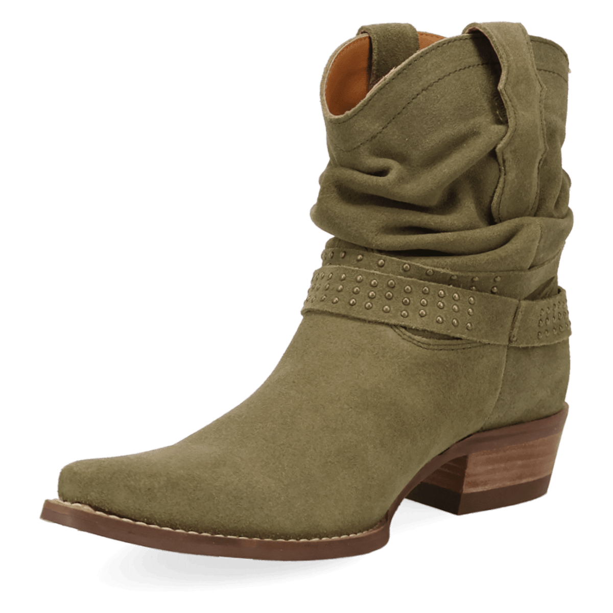 PRODUCT SHOT SCRUNCHY SUEDE BOOTIE AT 225 DEGREE ANGLE