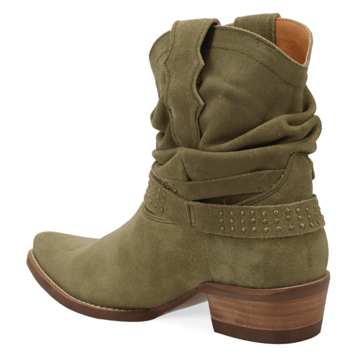 PRODUCT SHOT SCRUNCHY SUEDE BOOTIE AT 270 DEGREE ANGLE