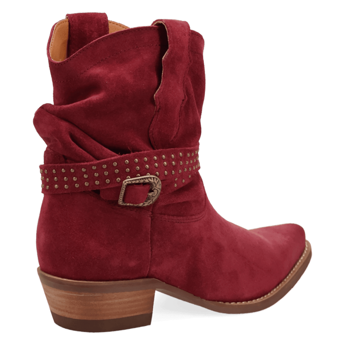 PRODUCT SHOT SCRUNCHY SUEDE BOOTIE AT 315 DEGREE ANGLE