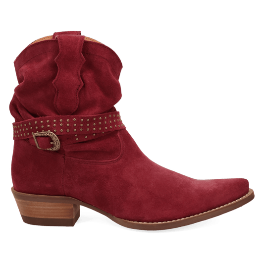 PRODUCT SHOT SCRUNCHY SUEDE BOOTIE AT 90 DEGREE INSIDE ANGLE