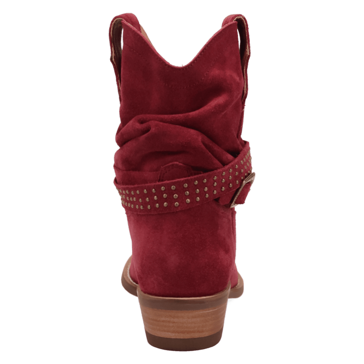 PRODUCT SHOT SCRUNCHY SUEDE BOOTIE AT 180 DEGREE BACK ANGLE