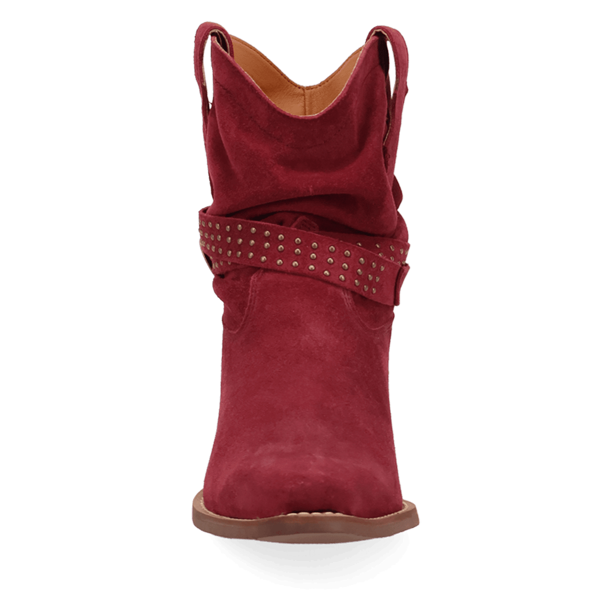 PRODUCT SHOT SCRUNCHY SUEDE BOOTIE AT FRONT ANGLE