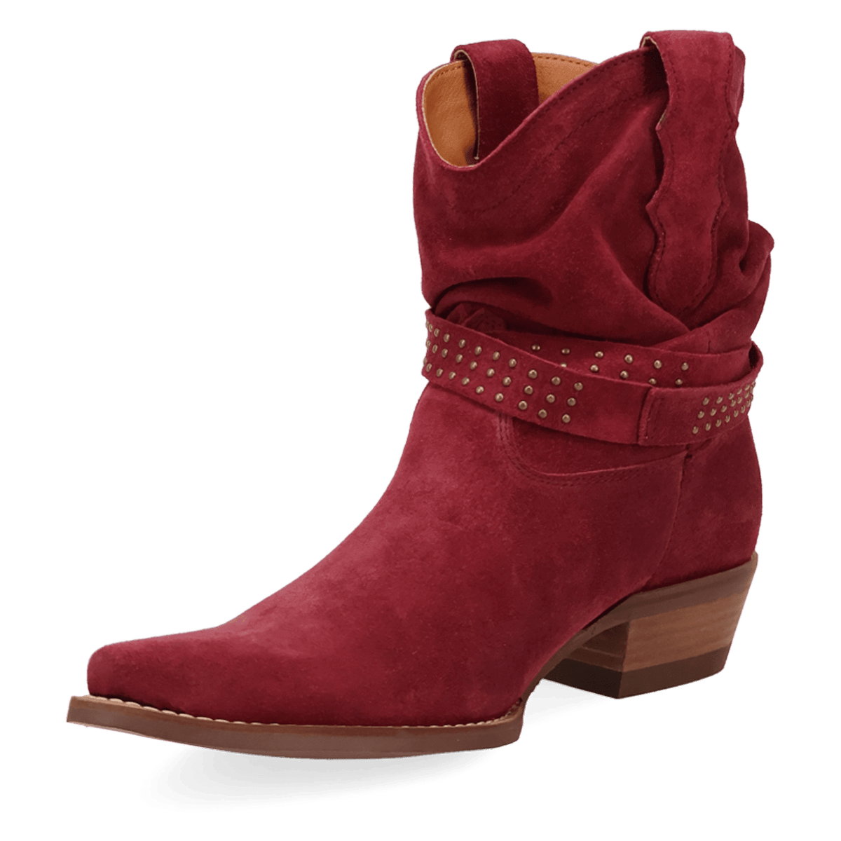 PRODUCT SHOT SCRUNCHY SUEDE BOOTIE AT 225 DEGREE ANGLE