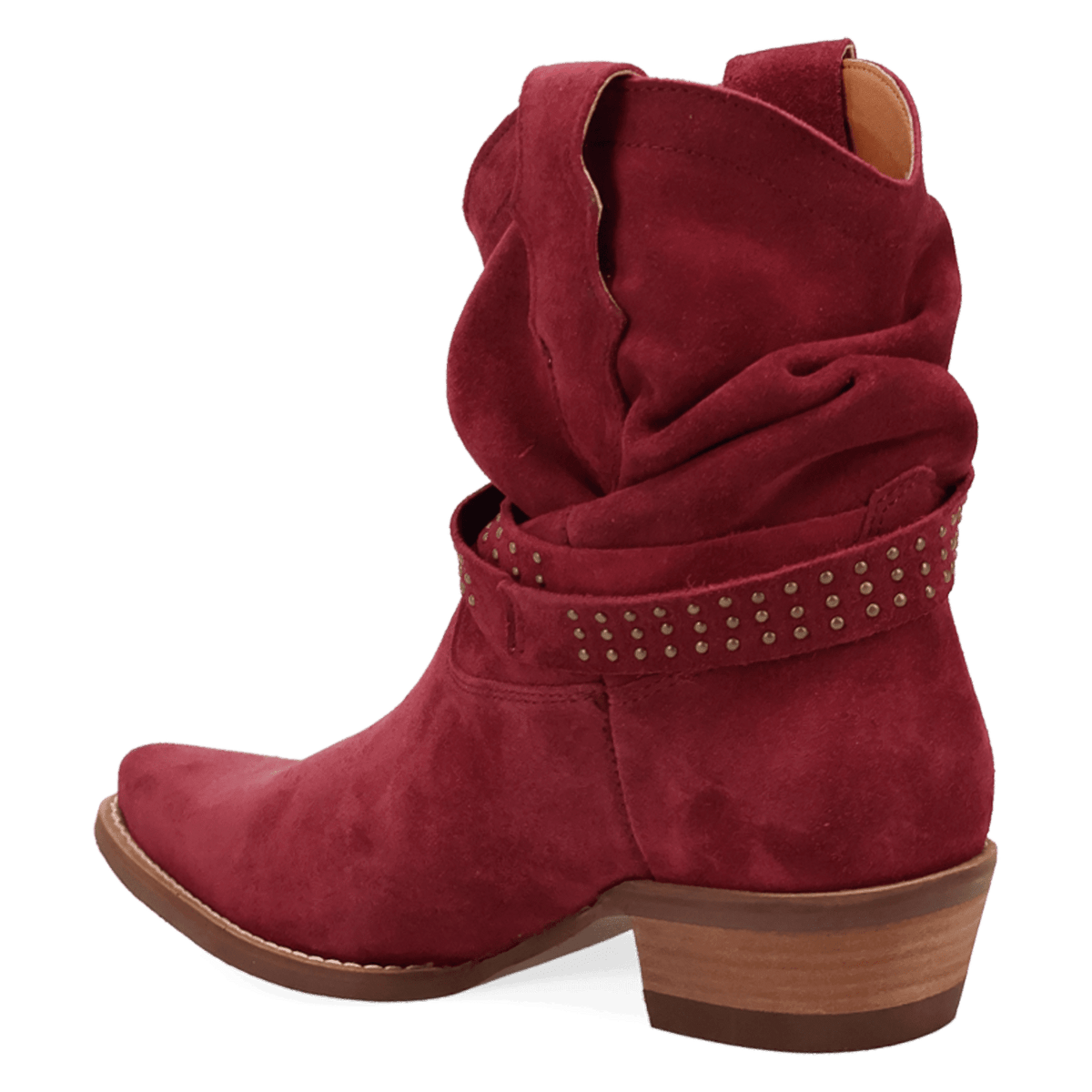 PRODUCT SHOT SCRUNCHY SUEDE BOOTIE AT 270 DEGREE ANGLE