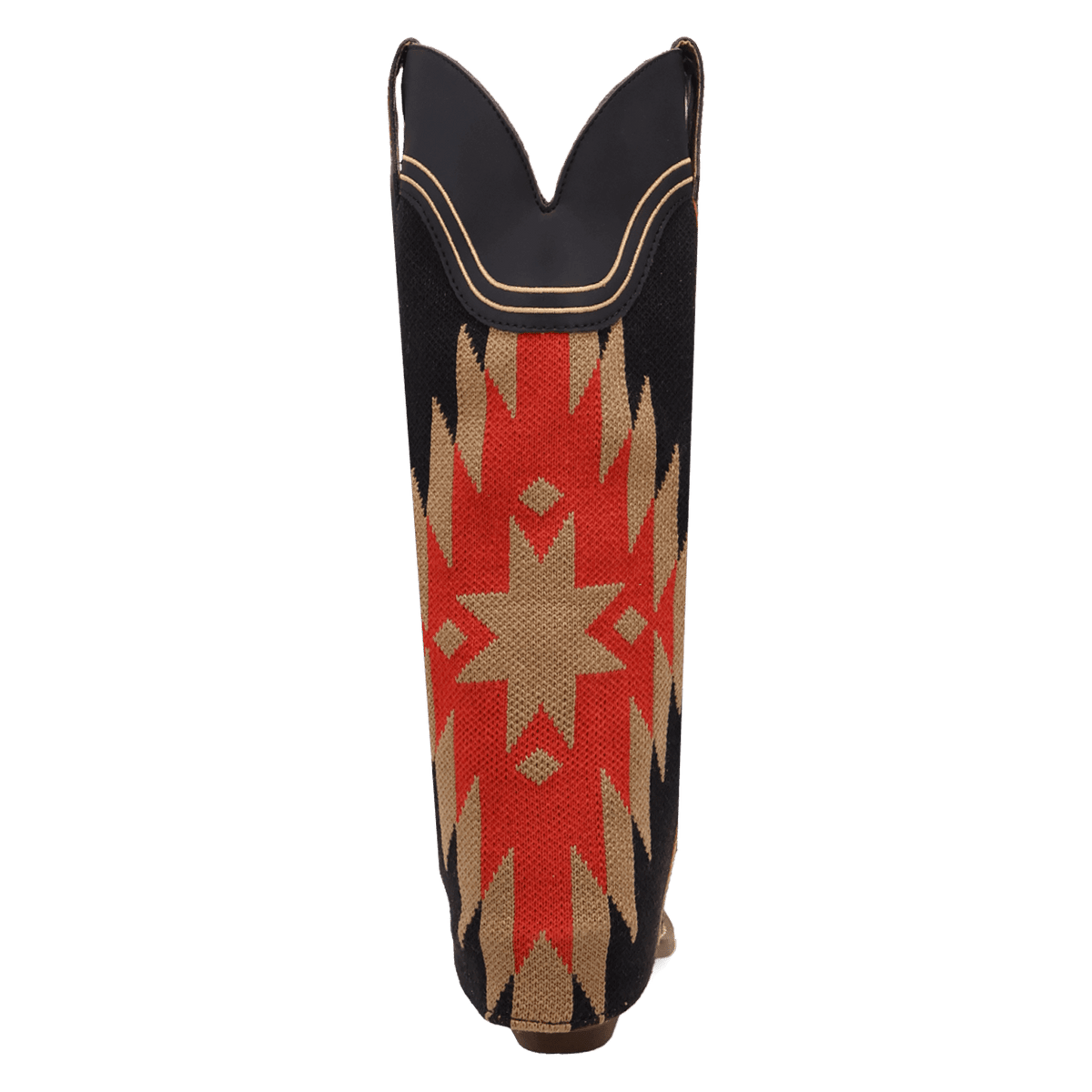 PRODUCT SHOT MYSTIC MESA FABRIC WRAPPED BOOT AT 180 DEGREE BACK ANGLE