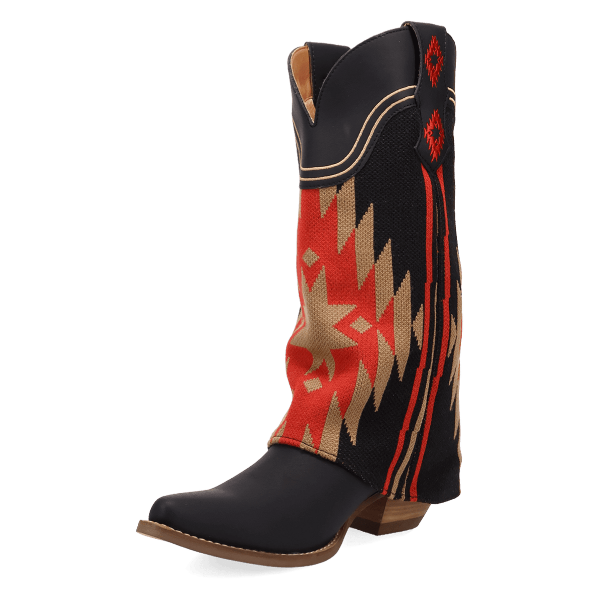 PRODUCT SHOT MYSTIC MESA FABRIC WRAPPED BOOT AT 225 DEGREE ANGLE