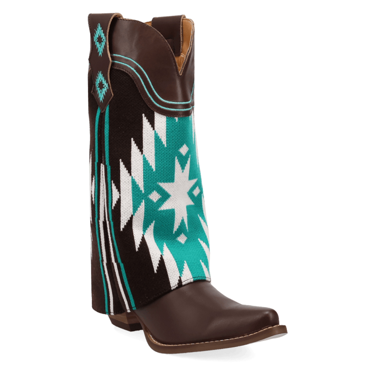PRODUCT SHOT MYSTIC MESA FABRIC WRAPPED BOOT AT 45 DEGREE ANGLE