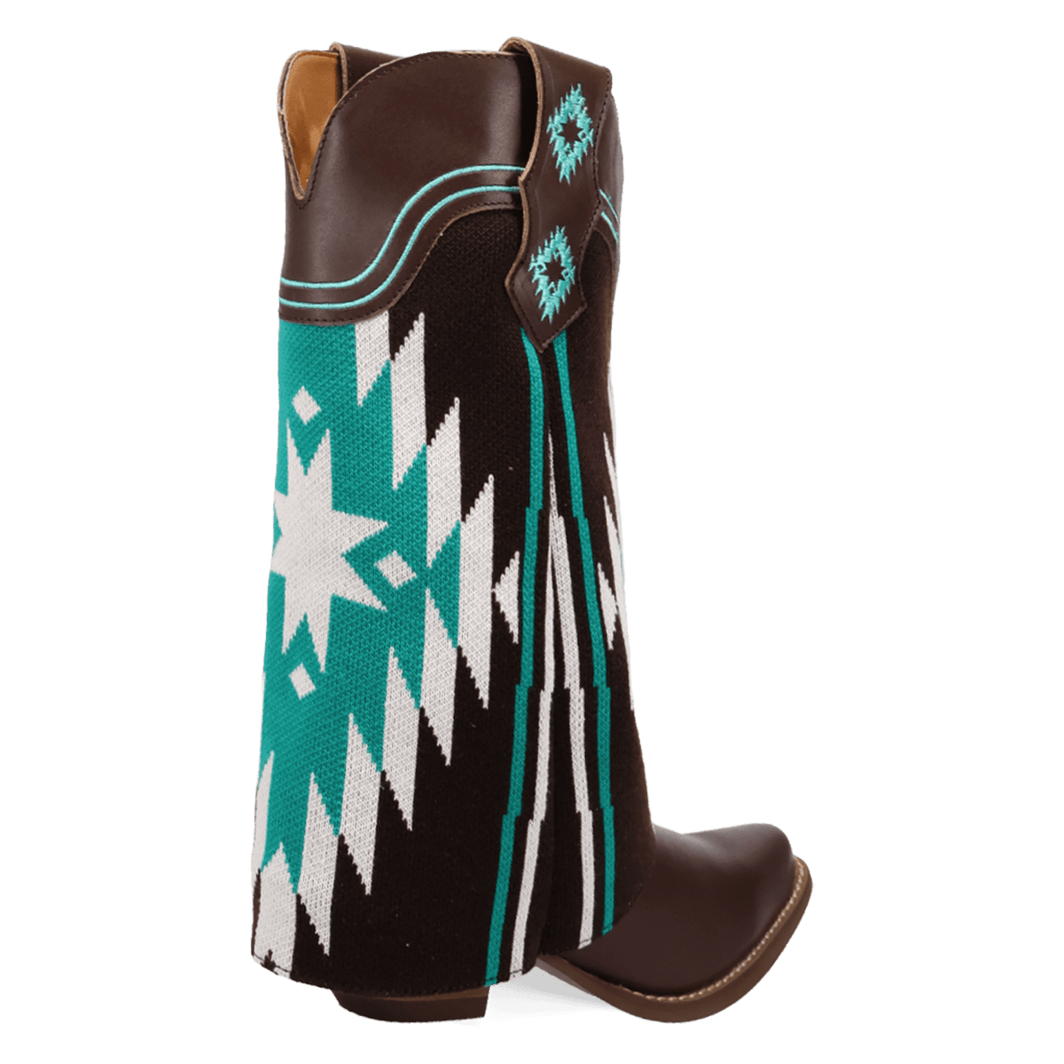PRODUCT SHOT MYSTIC MESA FABRIC WRAPPED BOOT AT 315 DEGREE ANGLE