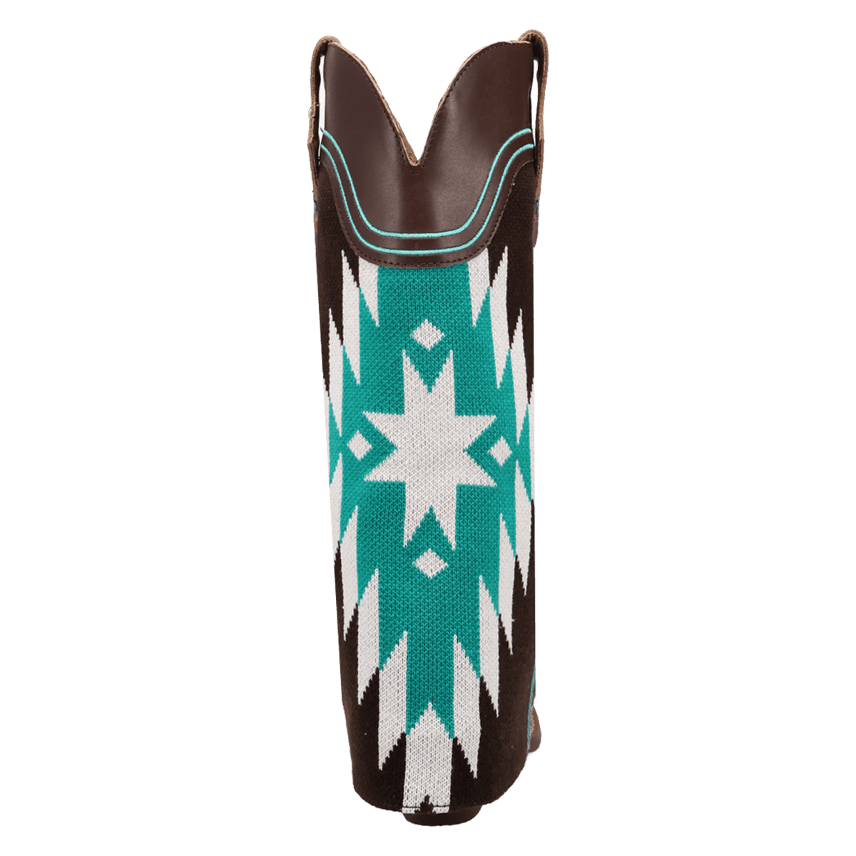 PRODUCT SHOT MYSTIC MESA FABRIC WRAPPED BOOT AT 180 DEGREE BACK ANGLE