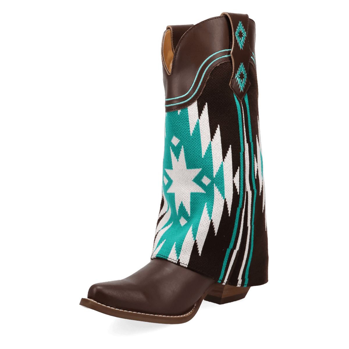 PRODUCT SHOT MYSTIC MESA FABRIC WRAPPED BOOT AT 225 DEGREE ANGLE