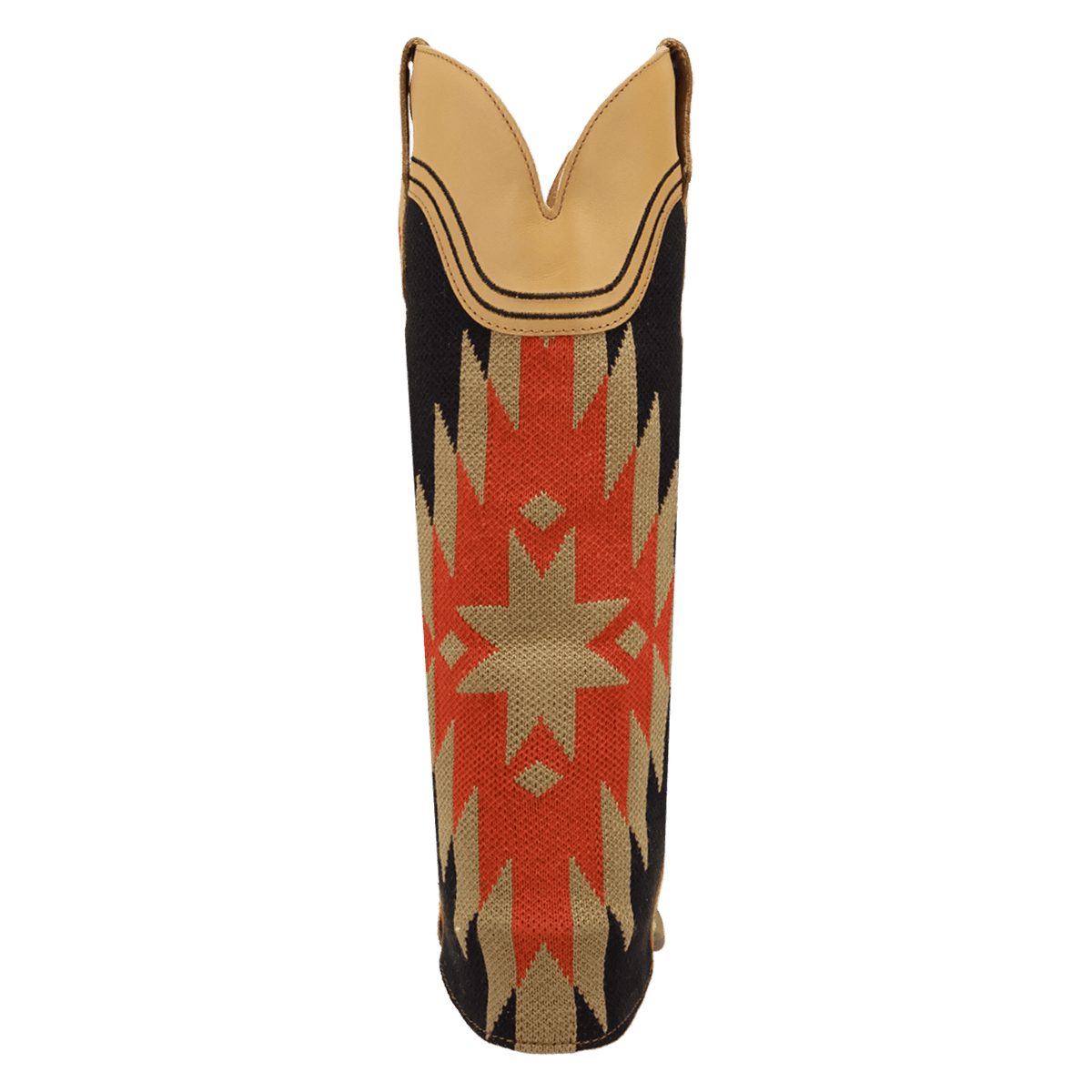 PRODUCT SHOT MYSTIC MESA FABRIC WRAPPED BOOT AT 180 DEGREE BACK ANGLE