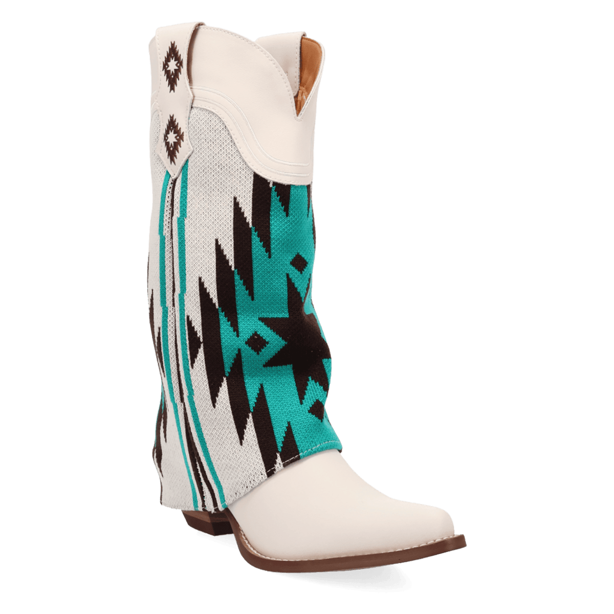 PRODUCT SHOT MYSTIC MESA FABRIC WRAPPED BOOT AT 45 DEGREE ANGLE