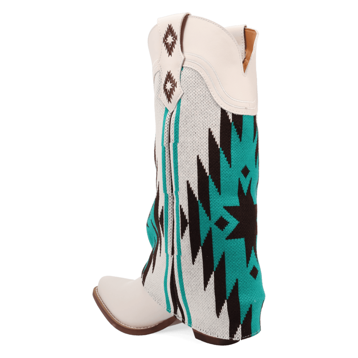 PRODUCT SHOT MYSTIC MESA FABRIC WRAPPED BOOT AT 270 DEGREE ANGLE