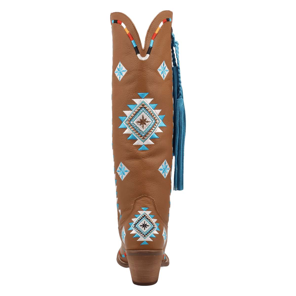 PRODUCT SHOT TERRACOTTA LEATHER BOOT AT 180 DEGREE BACK ANGLE