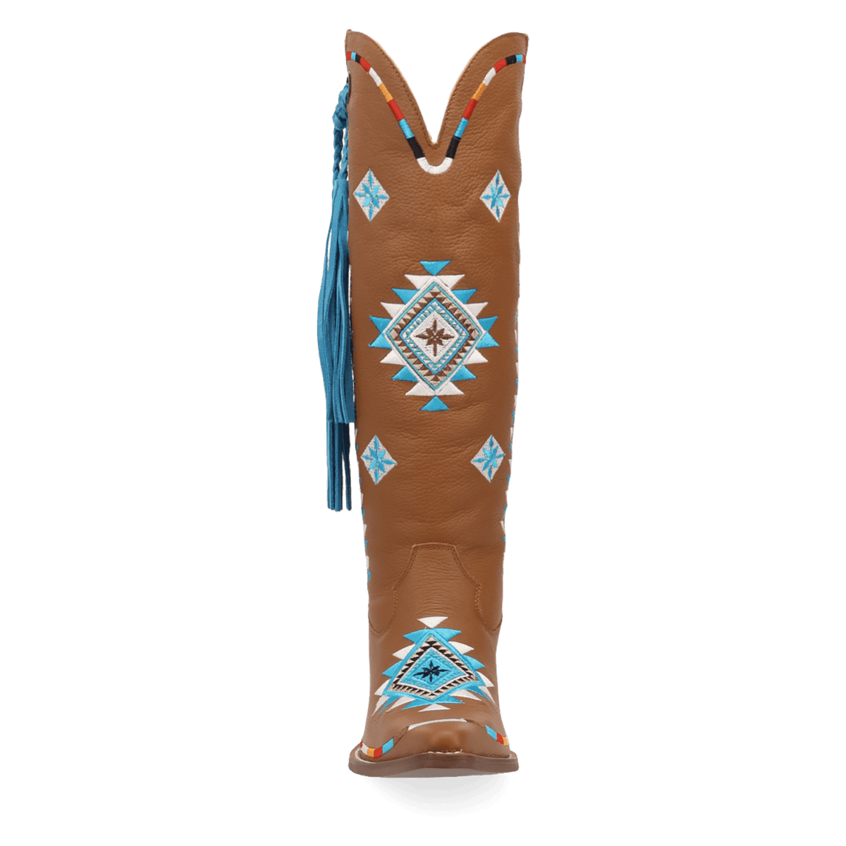 PRODUCT SHOT TERRACOTTA LEATHER BOOT AT FRONT ANGLE