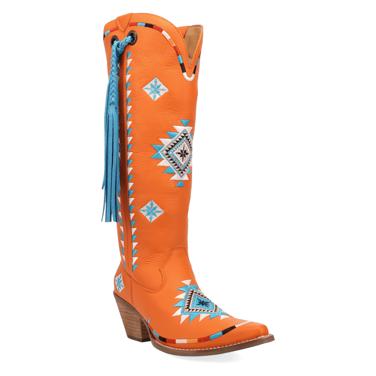 PRODUCT SHOT TERRACOTTA LEATHER BOOT AT 45 DEGREE ANGLE