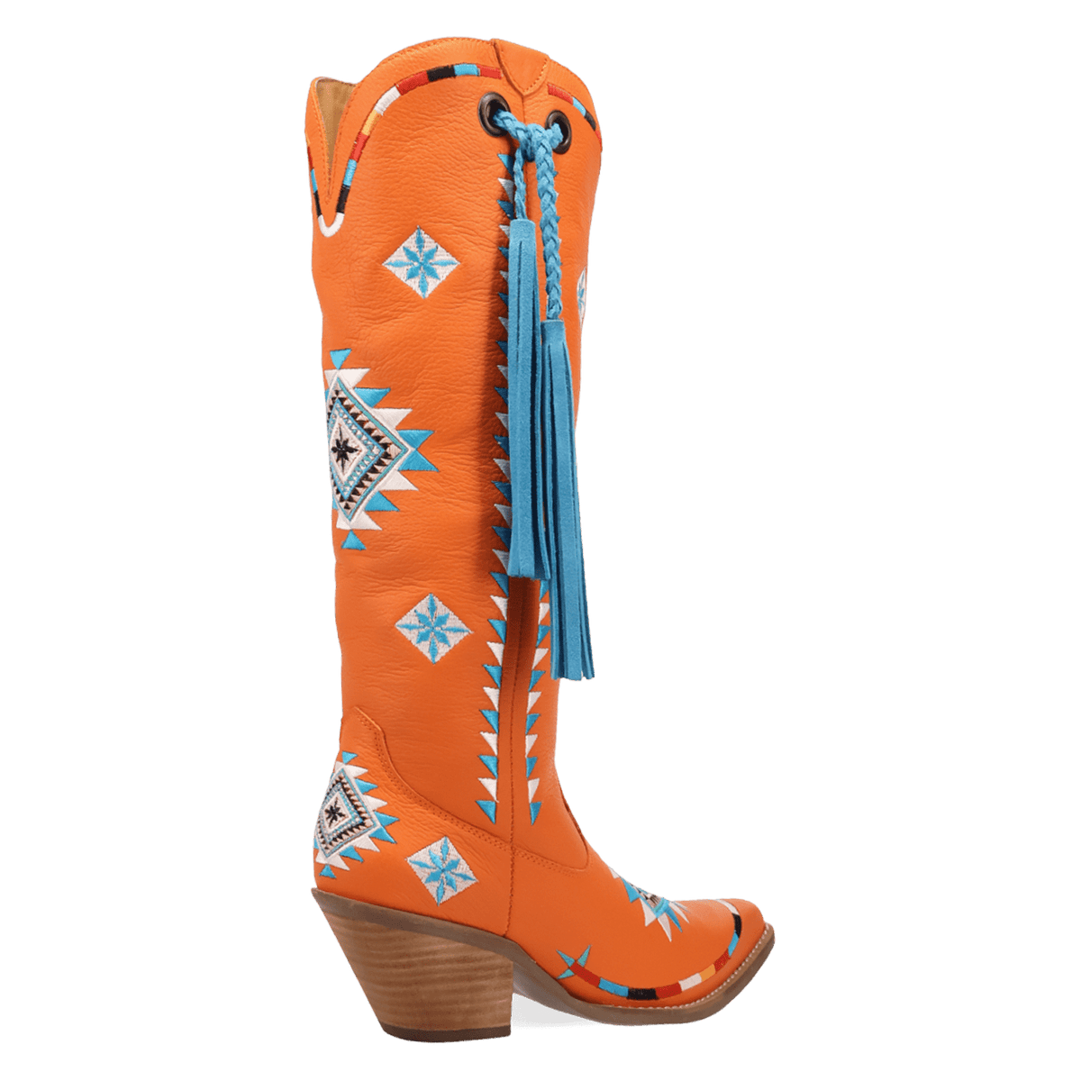 PRODUCT SHOT TERRACOTTA LEATHER BOOT AT 315 DEGREE ANGLE